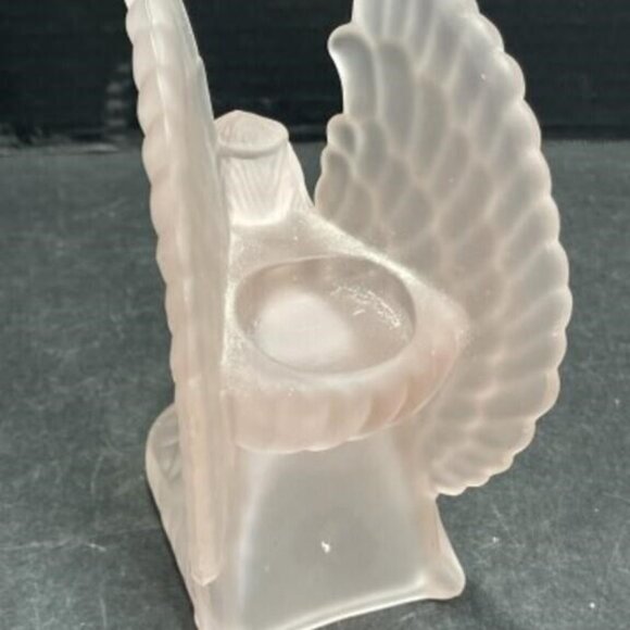 Pink Frosted Satin Glass Angel Figurine Tea-light Holder - Picture 3 of 3